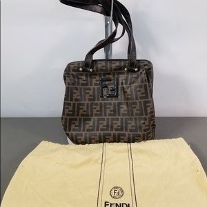 Authentic Fendi Signature Coated Canvas Purse